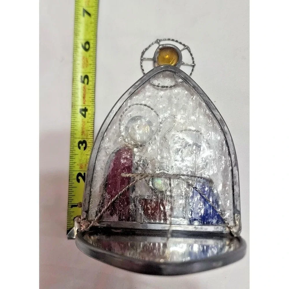 VTG Stained Glass Nativity Candle Holder 6